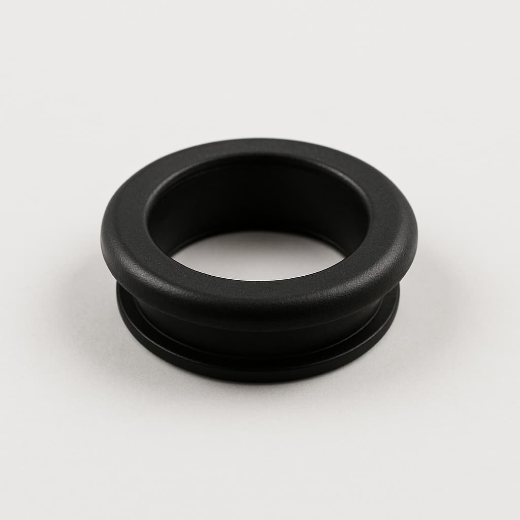 Black PVC Grommet, 15 mm Panel Hole — illustrative AI-generated image