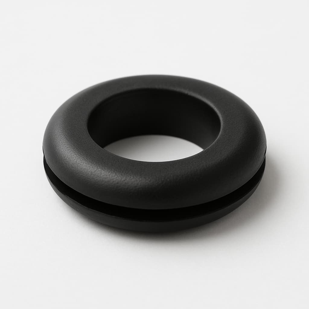 PVC Grommet, Black, 15 mm Panel Hole — illustrative AI-generated image