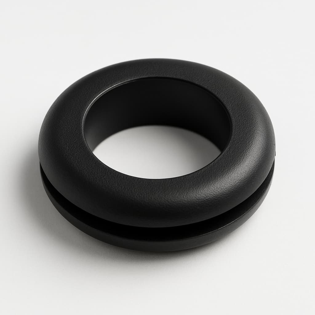 PVC Grommet, Black, 15 mm Panel Hole — illustrative AI-generated image