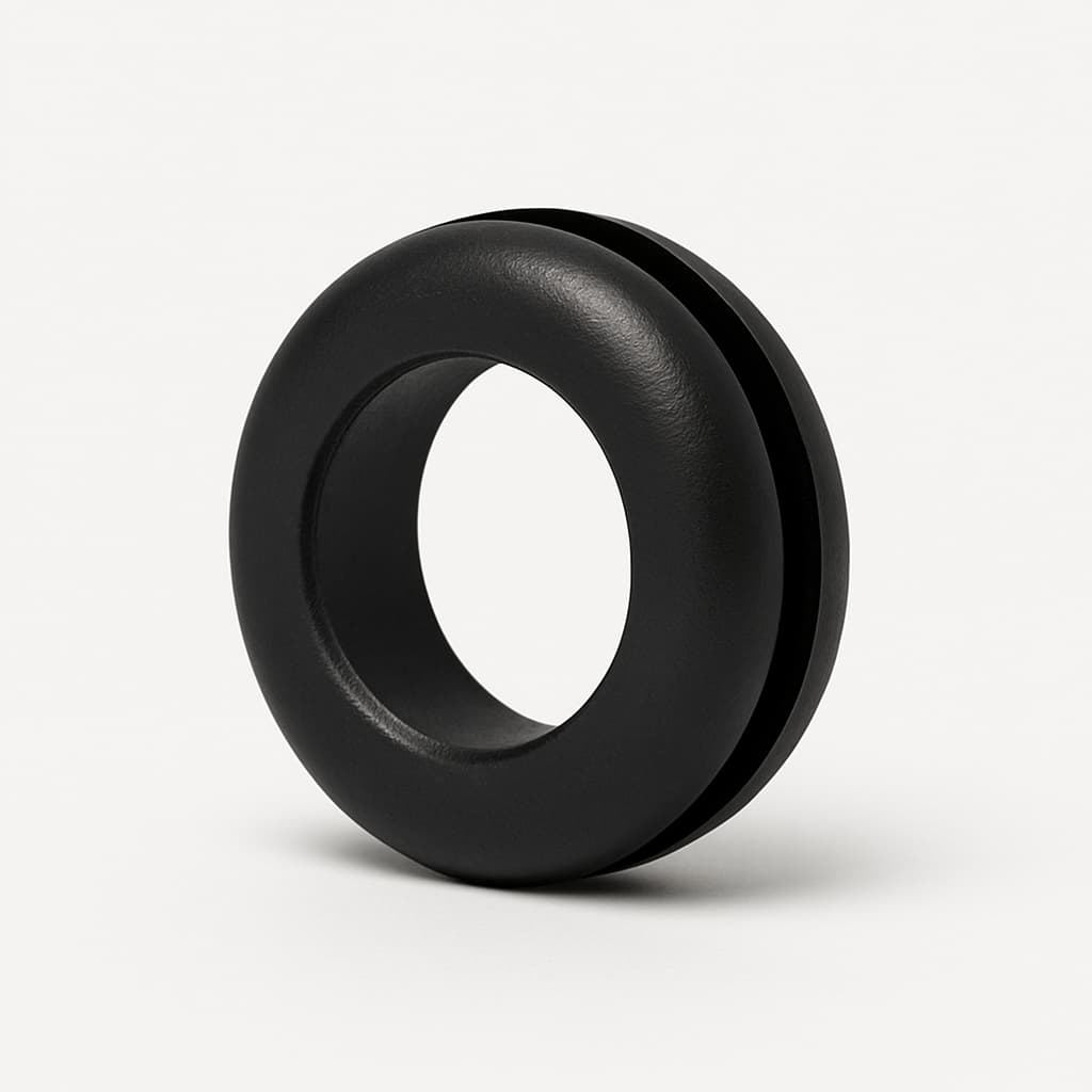 PVC Grommet, Black, 15 mm Panel Hole — illustrative AI-generated image