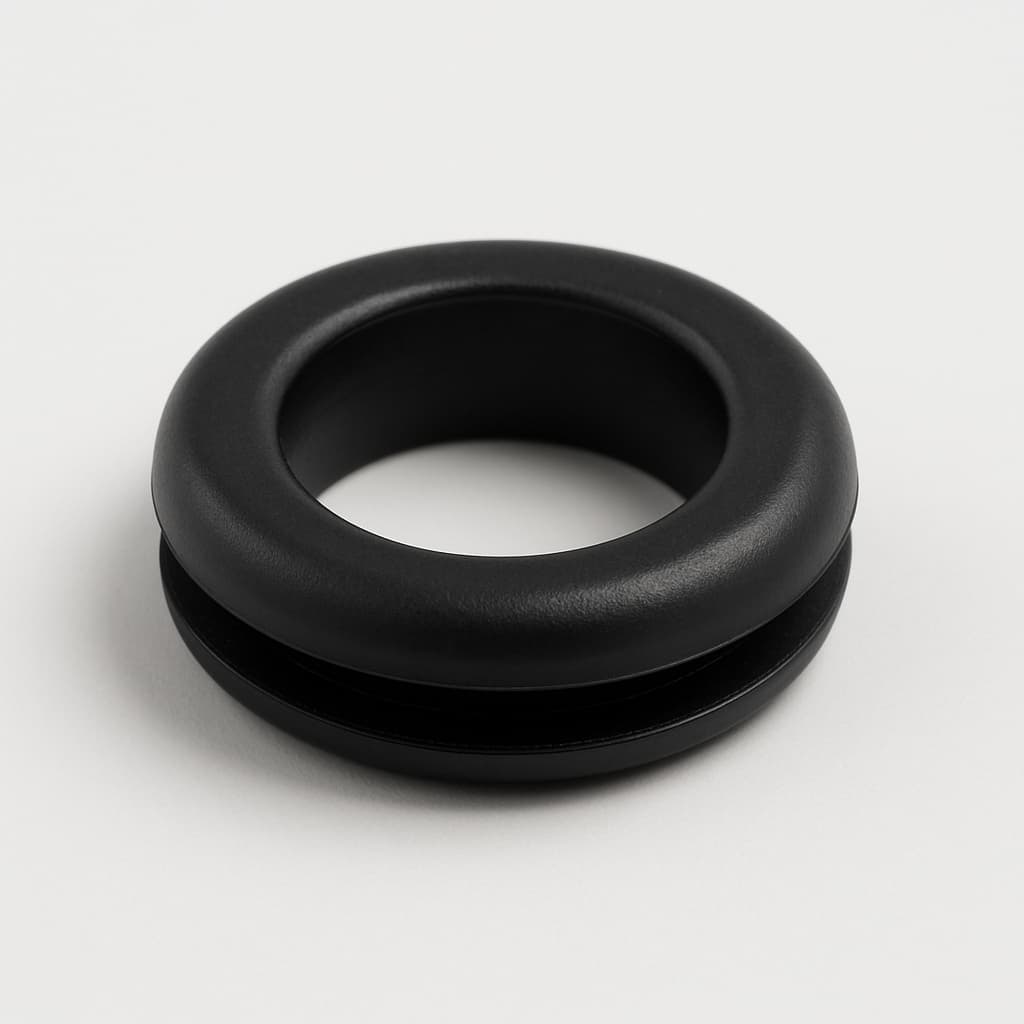 PVC Black Grommet, 15 mm Panel Hole — illustrative AI-generated image