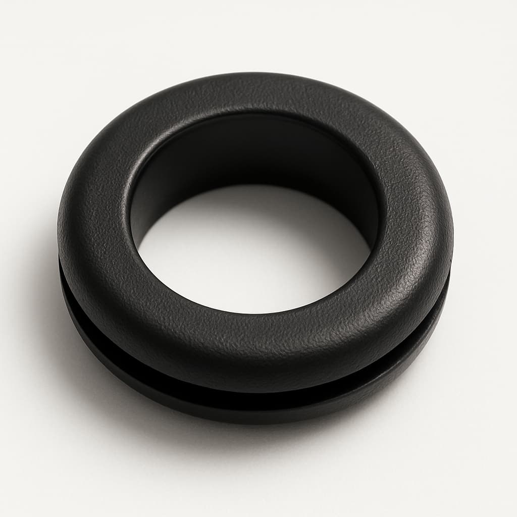 Black PVC Grommet, 15 mm Panel Hole — illustrative AI-generated image