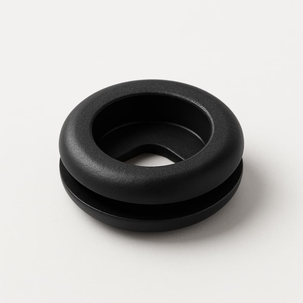 PVC Grommet, Black, 15 mm Panel Hole — illustrative AI-generated image