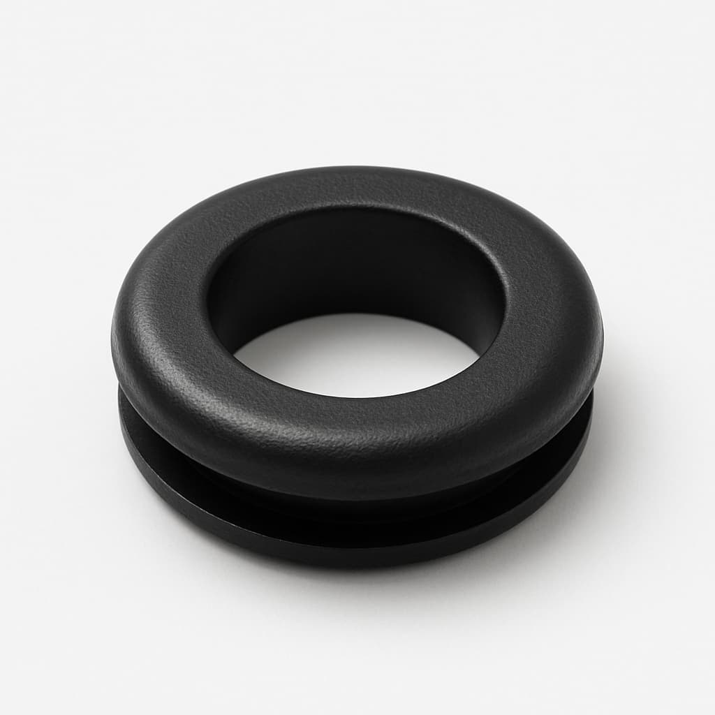 PVC Black Grommet, 15 mm Panel Hole — illustrative AI-generated image
