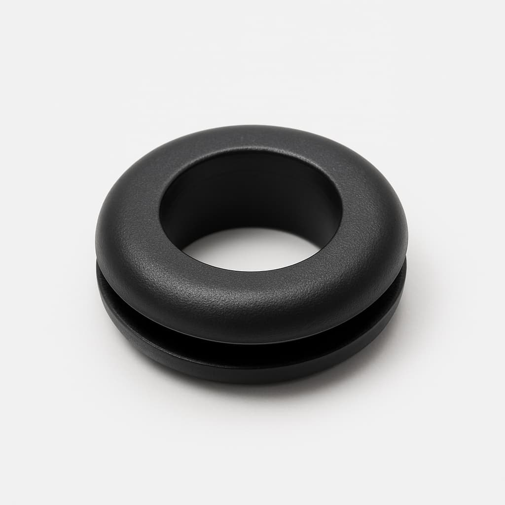 PVC Grommet, Black, 15 mm Panel Hole — illustrative AI-generated image