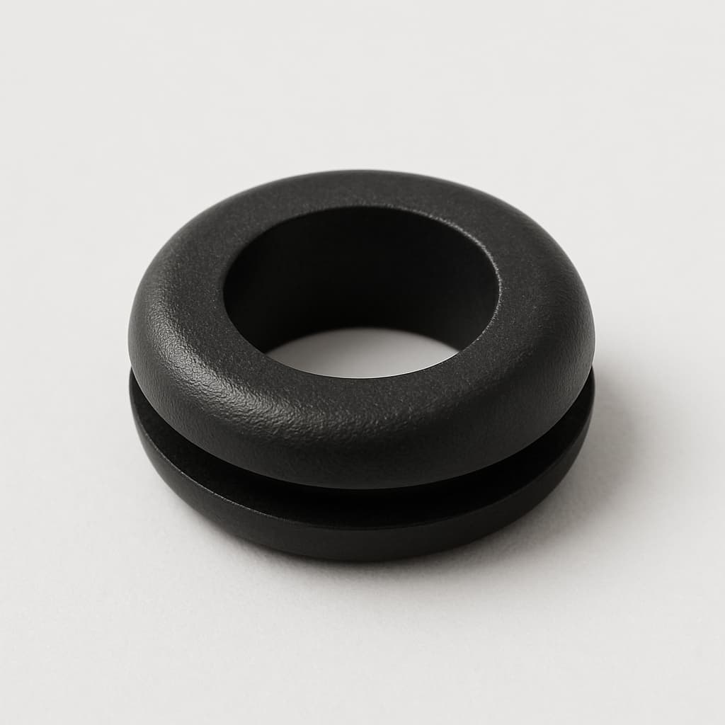 PVC Black Grommet, 14 mm Panel Hole, 10 mm Cable Diameter — illustrative AI-generated image