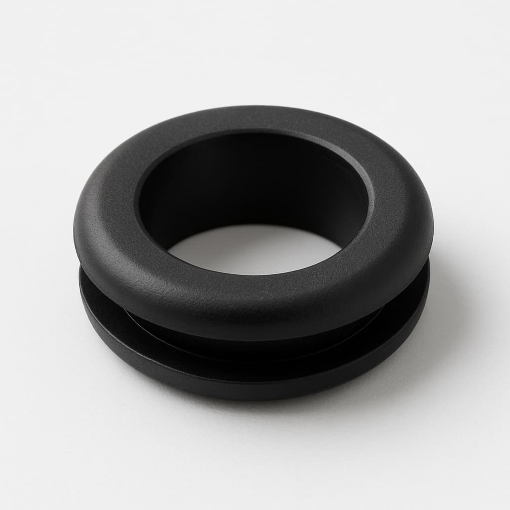 PVC Grommet, Black, 9.5 mm Panel Hole — illustrative AI-generated image