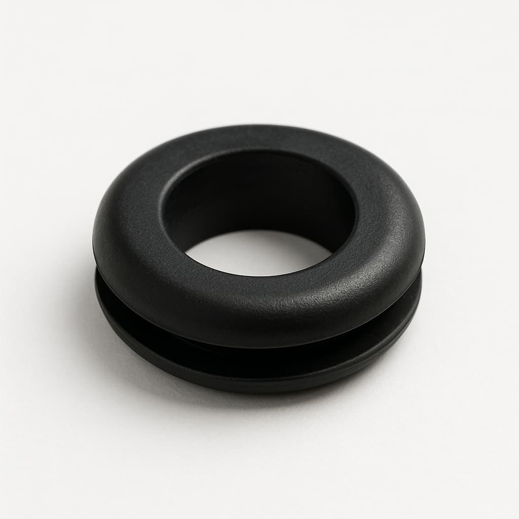 Black PVC Grommet for 7.5 mm Panel Hole — illustrative AI-generated image