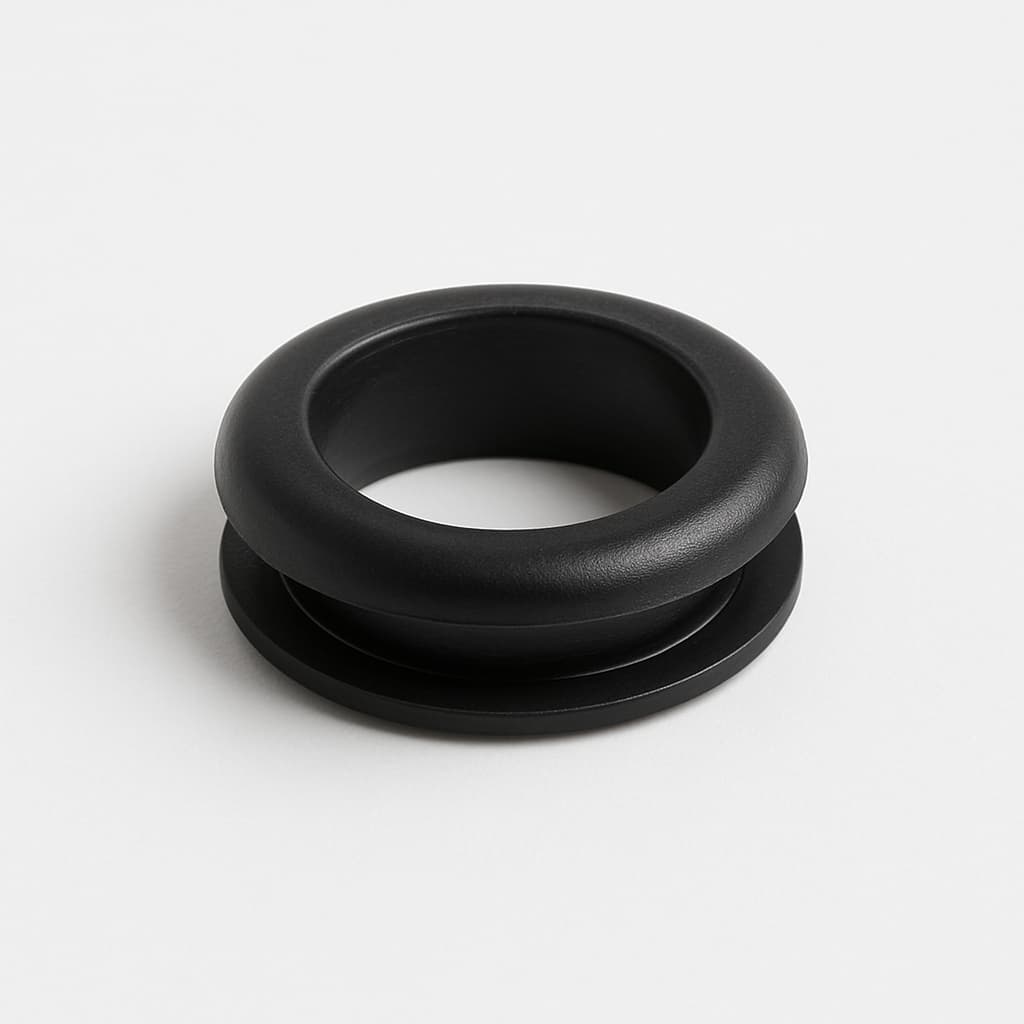 Black PVC Grommet for 8 mm Panel Hole — illustrative AI-generated image
