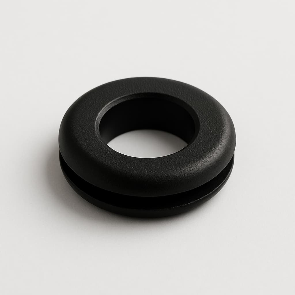 PVC Grommet, Black, 8 mm Panel Hole — illustrative AI-generated image