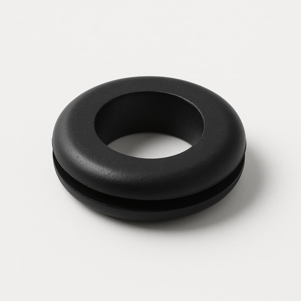 PVC Grommet, Black, 9 mm Panel Hole — illustrative AI-generated image