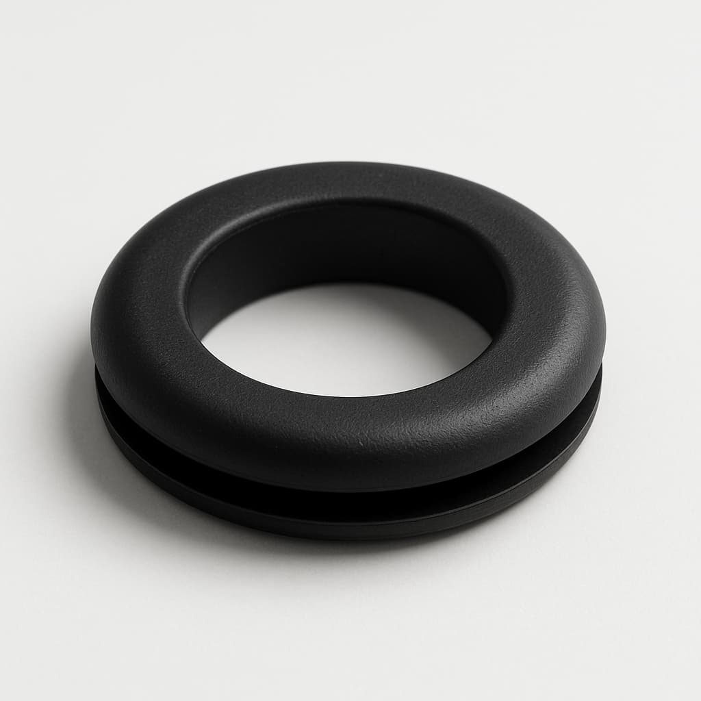 PVC Black Grommet, 9 mm Panel Hole — illustrative AI-generated image