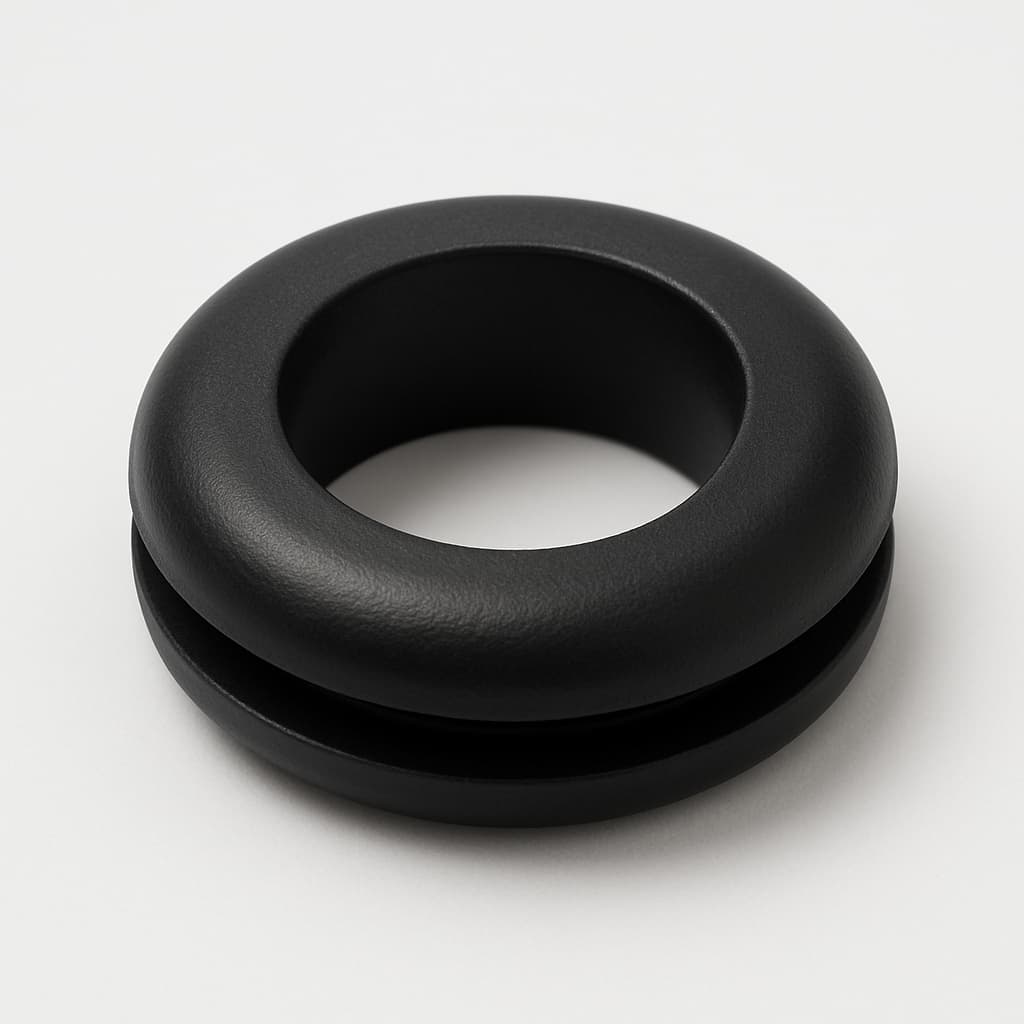 PVC Grommet, Black, 9 mm Panel Hole — illustrative AI-generated image