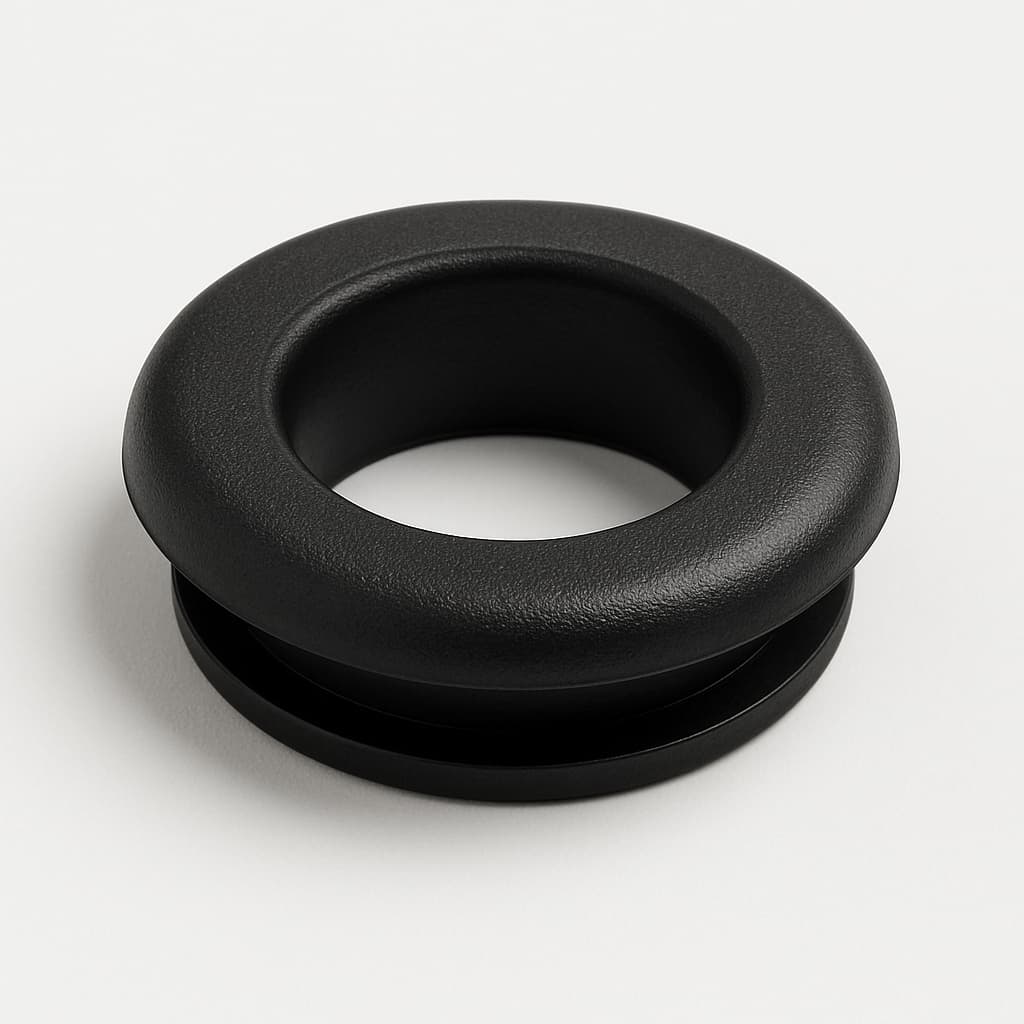 PVC Grommet, Black, 9 mm Panel Hole — illustrative AI-generated image