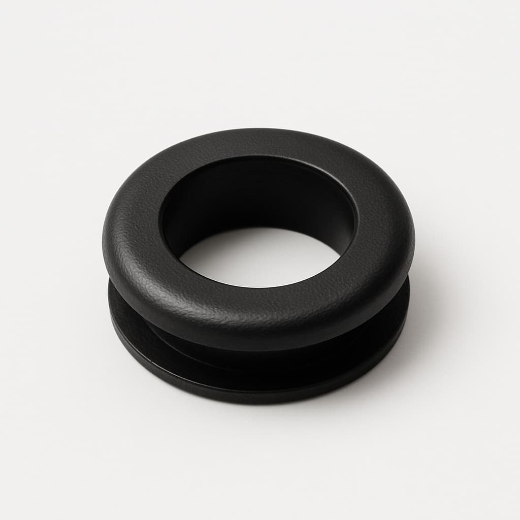 Black PVC Grommet, 12 mm Panel Hole — illustrative AI-generated image