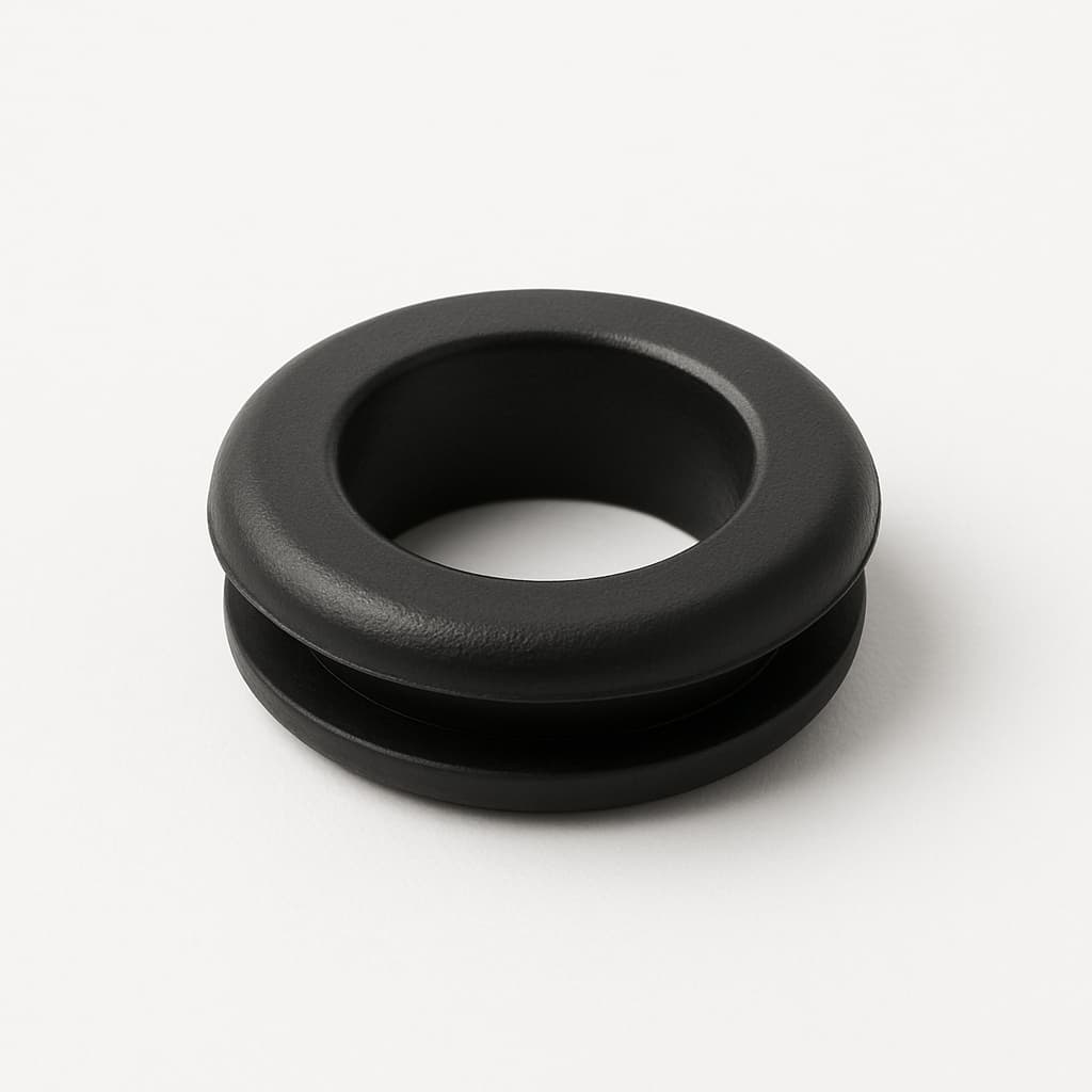 PVC Grommet, Black, 12 mm Panel Hole — illustrative AI-generated image