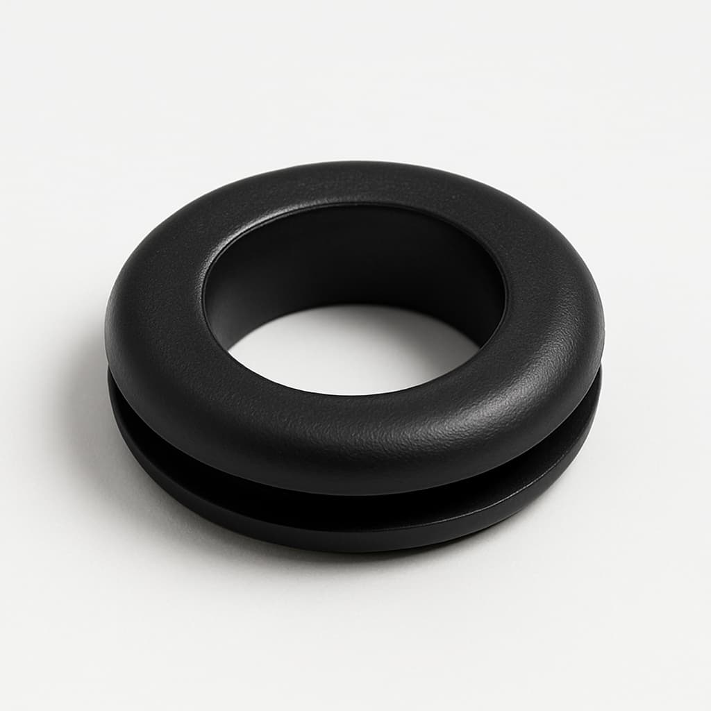 PVC Grommet, Black, 12 mm Panel Hole — illustrative AI-generated image