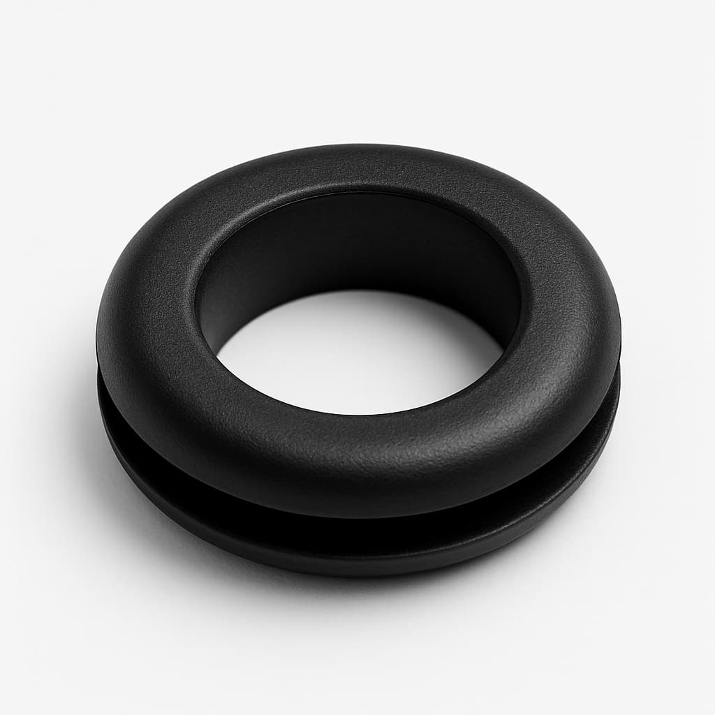 PVC Black Grommet, 12 mm Panel Hole — illustrative AI-generated image