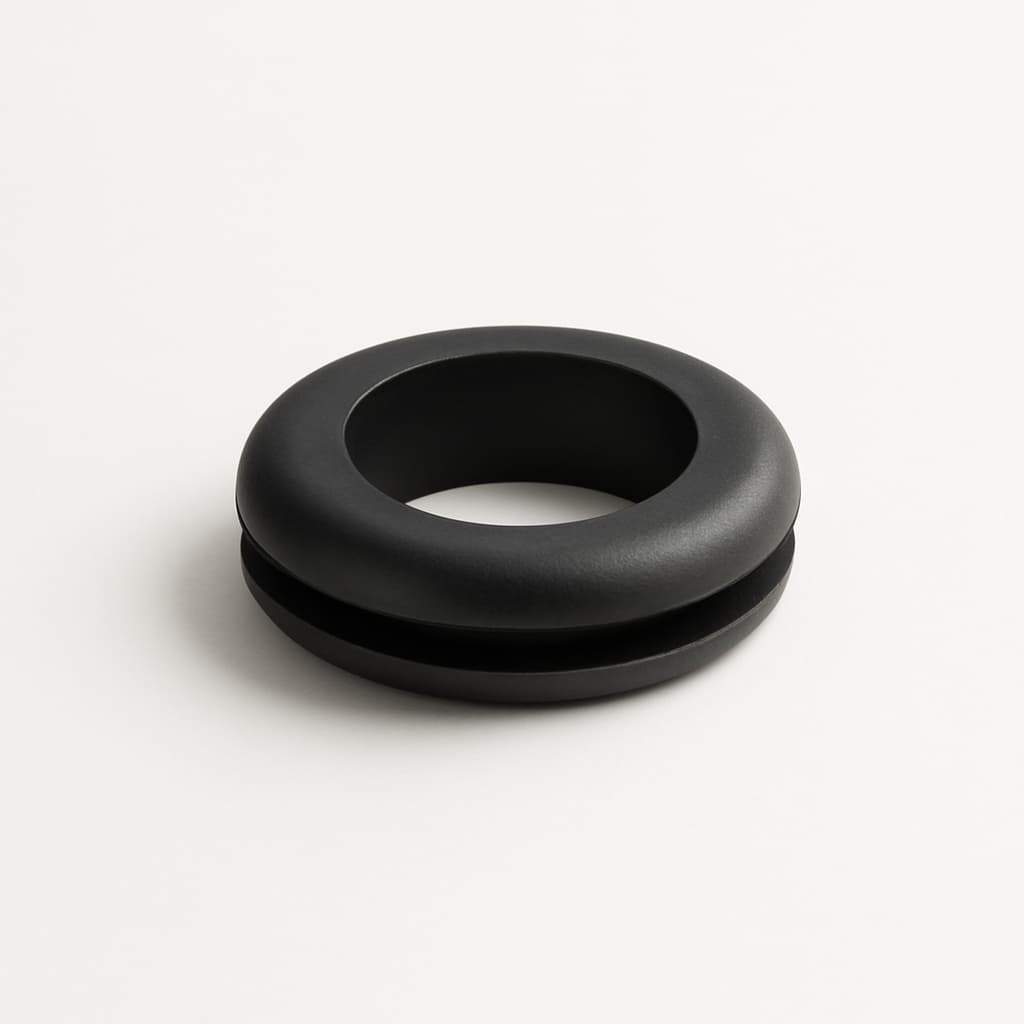 PVC Grommet, Black, 15 mm Panel Hole — illustrative AI-generated image