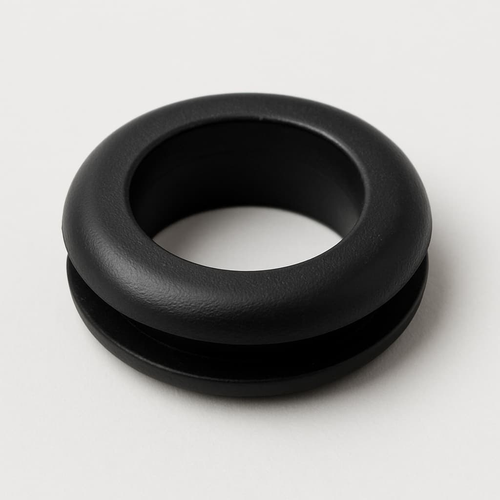 PVC Grommet, Black, 15 mm Panel Hole — illustrative AI-generated image