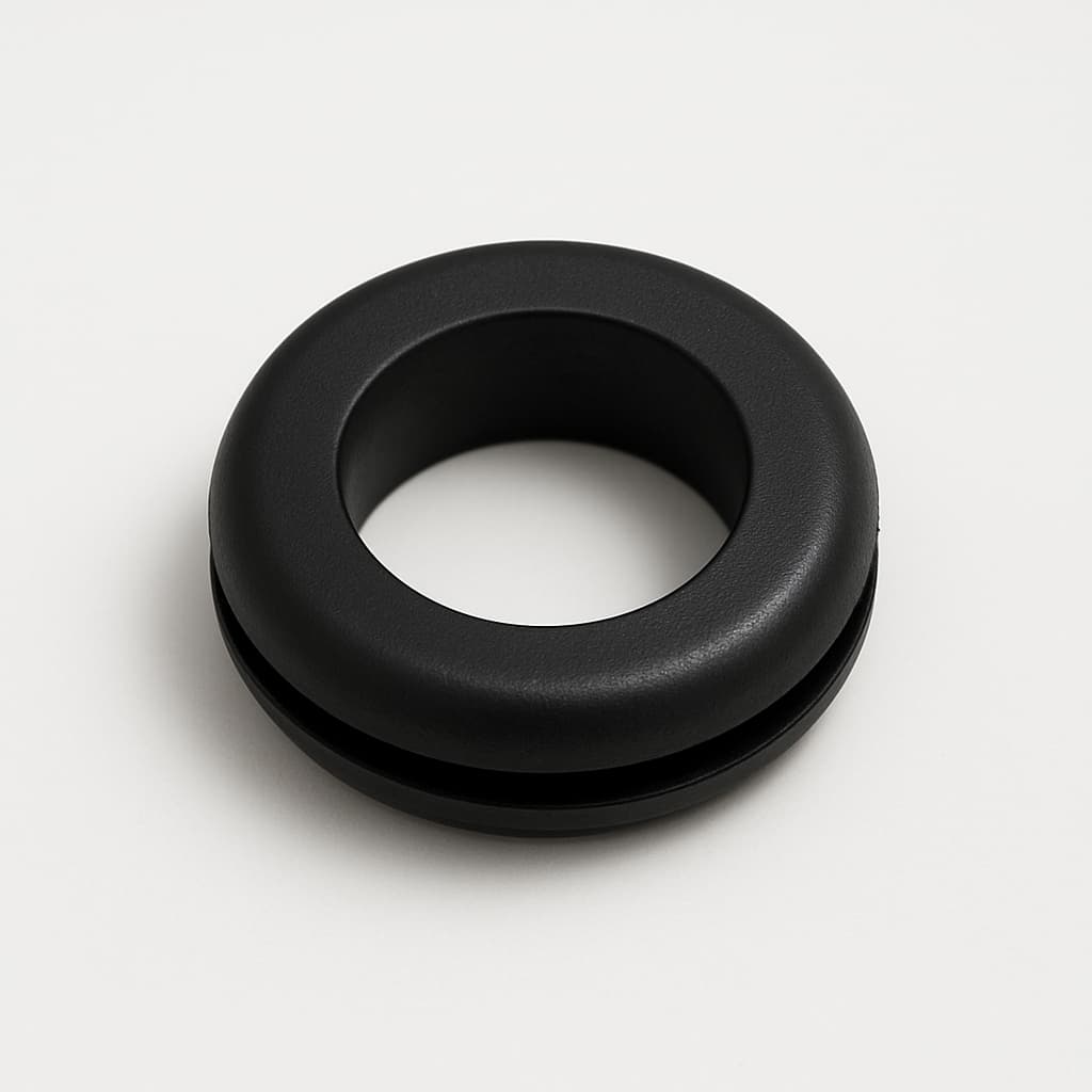 PVC Grommet, Black, 15 mm Panel Hole — illustrative AI-generated image