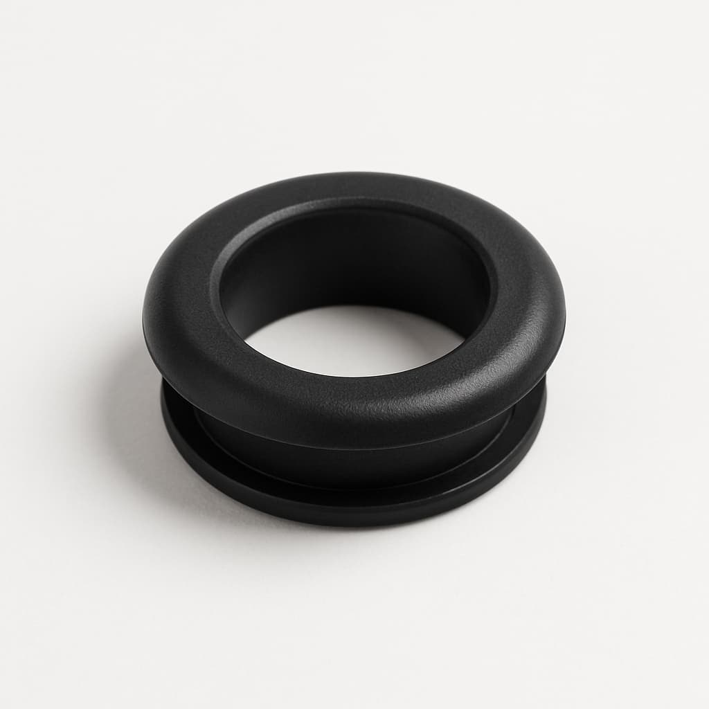 PVC Black Grommet, 15 mm Panel Hole — illustrative AI-generated image