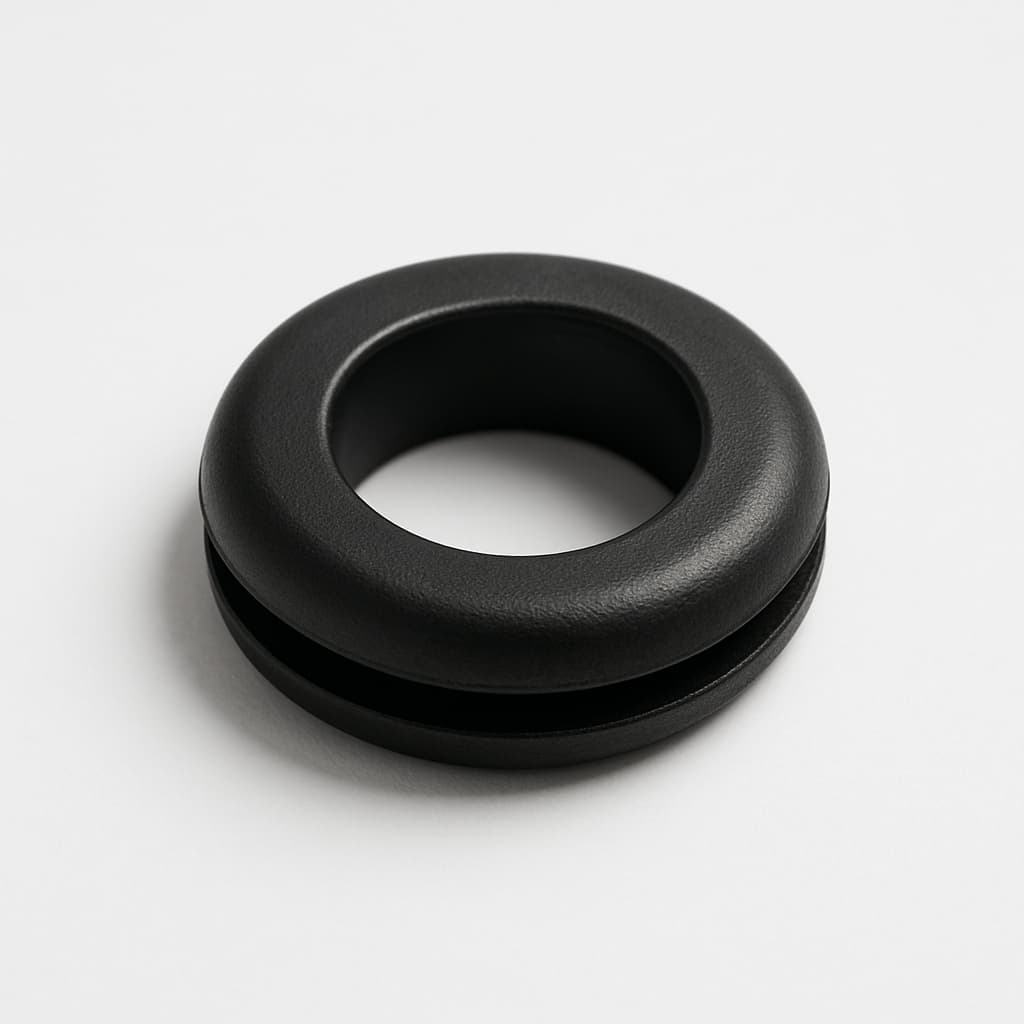 PVC Grommet, Black, 15 mm Panel Hole — illustrative AI-generated image
