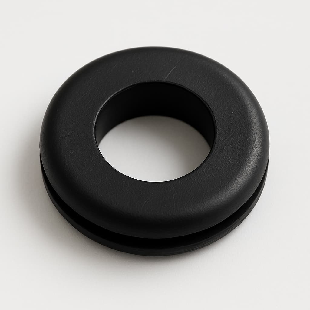 PVC Grommet, Black, 18 mm Panel Hole, 10 mm Cable Diameter — illustrative AI-generated image