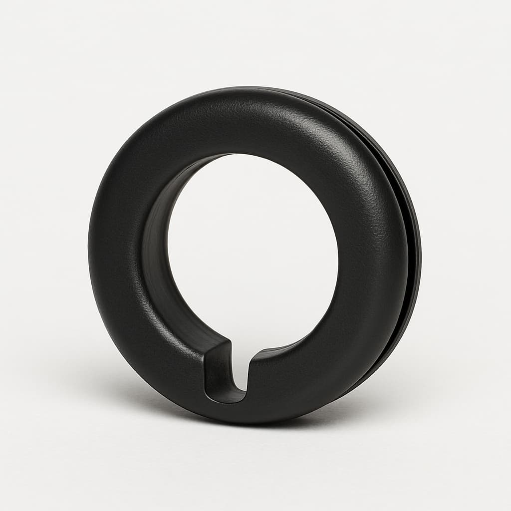 PVC Black Grommet, 18 mm Panel Hole, 11 mm Cable — illustrative AI-generated image