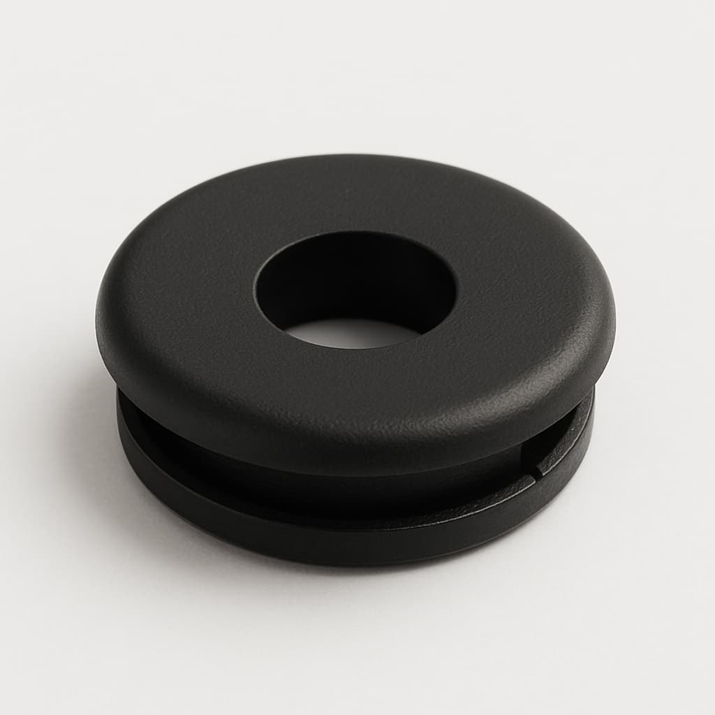 PVC Grommet, Black, 18 mm Panel Hole, 12 mm Cable — illustrative AI-generated image