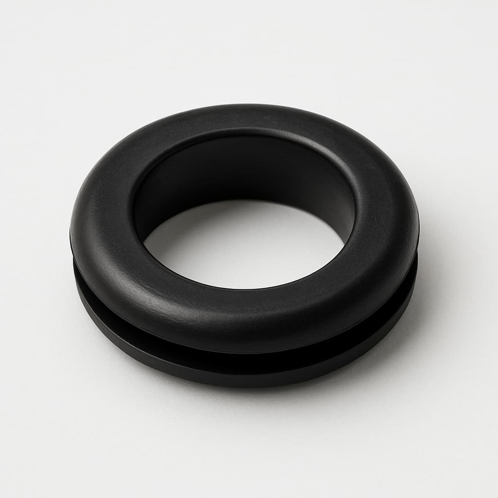 PVC Grommet, Black, 18 mm Panel Hole — illustrative AI-generated image