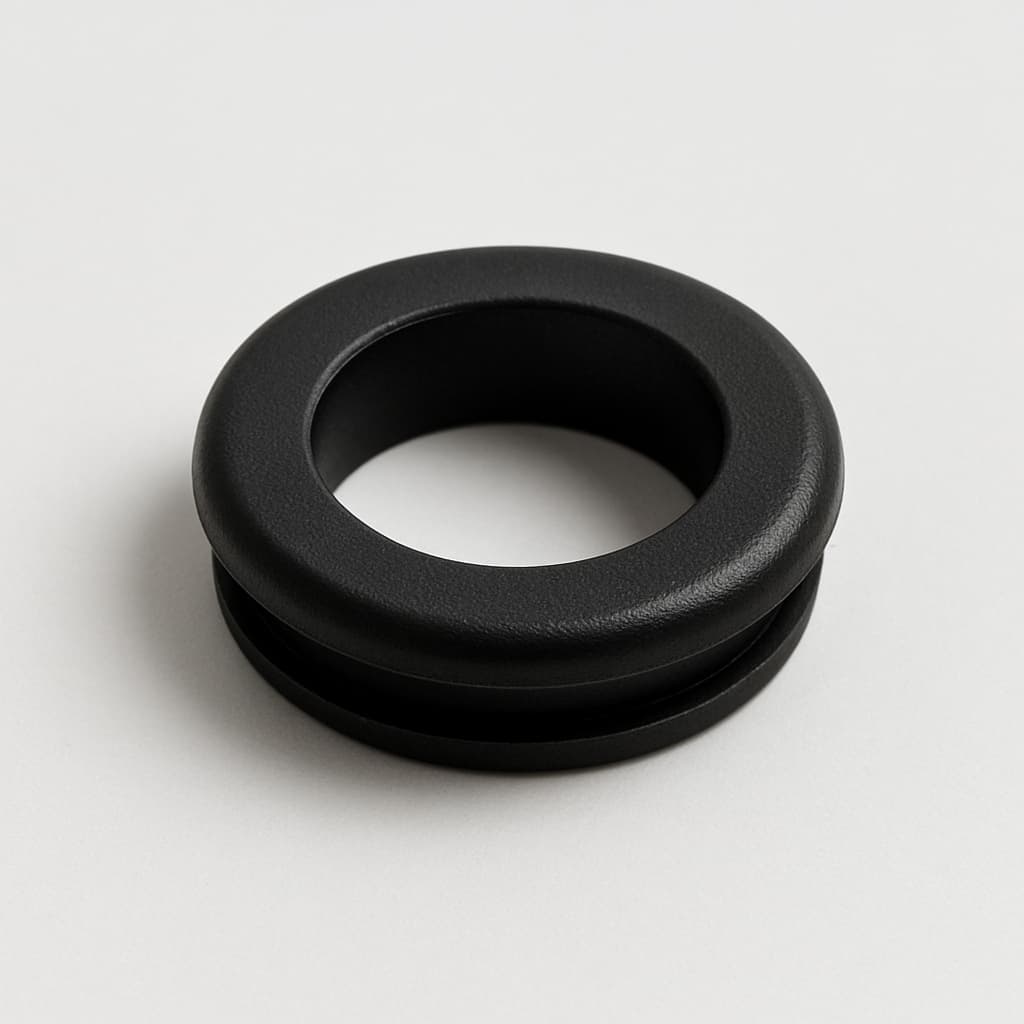 Black PVC Grommet, 18 mm Panel Hole — illustrative AI-generated image