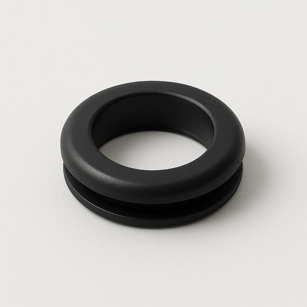 PVC Grommet, Black, 18 mm Panel Hole — illustrative AI-generated image