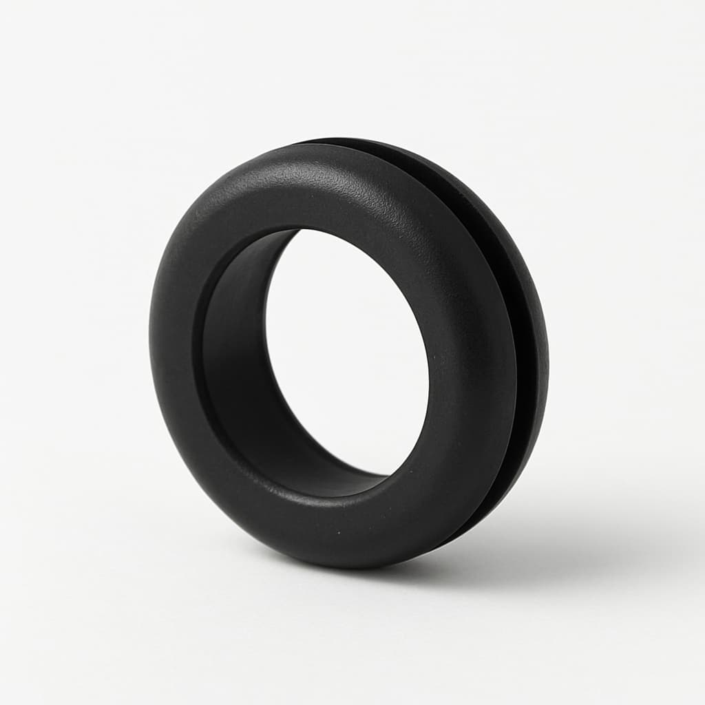 Black PVC Grommet, 18 mm Panel Hole — illustrative AI-generated image