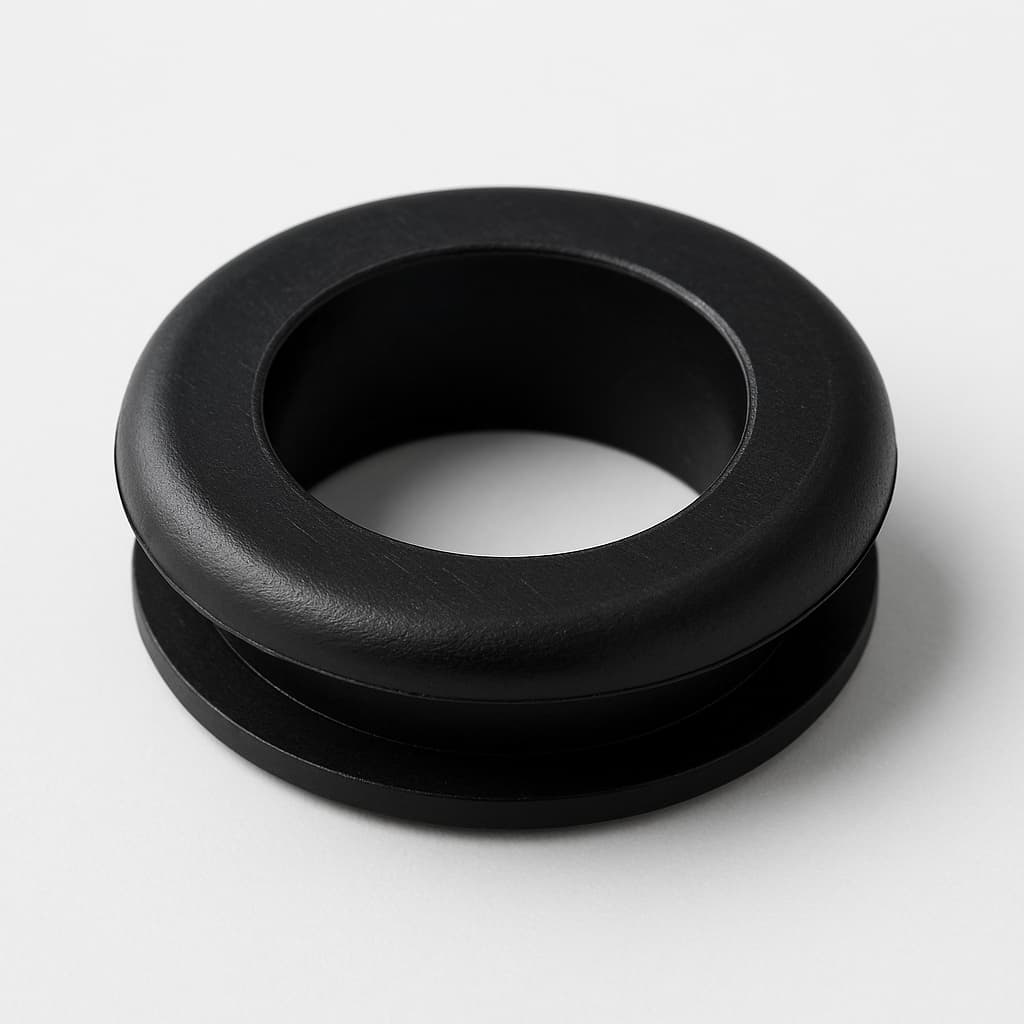 PVC Black Grommet, 18 mm Panel Hole — illustrative AI-generated image