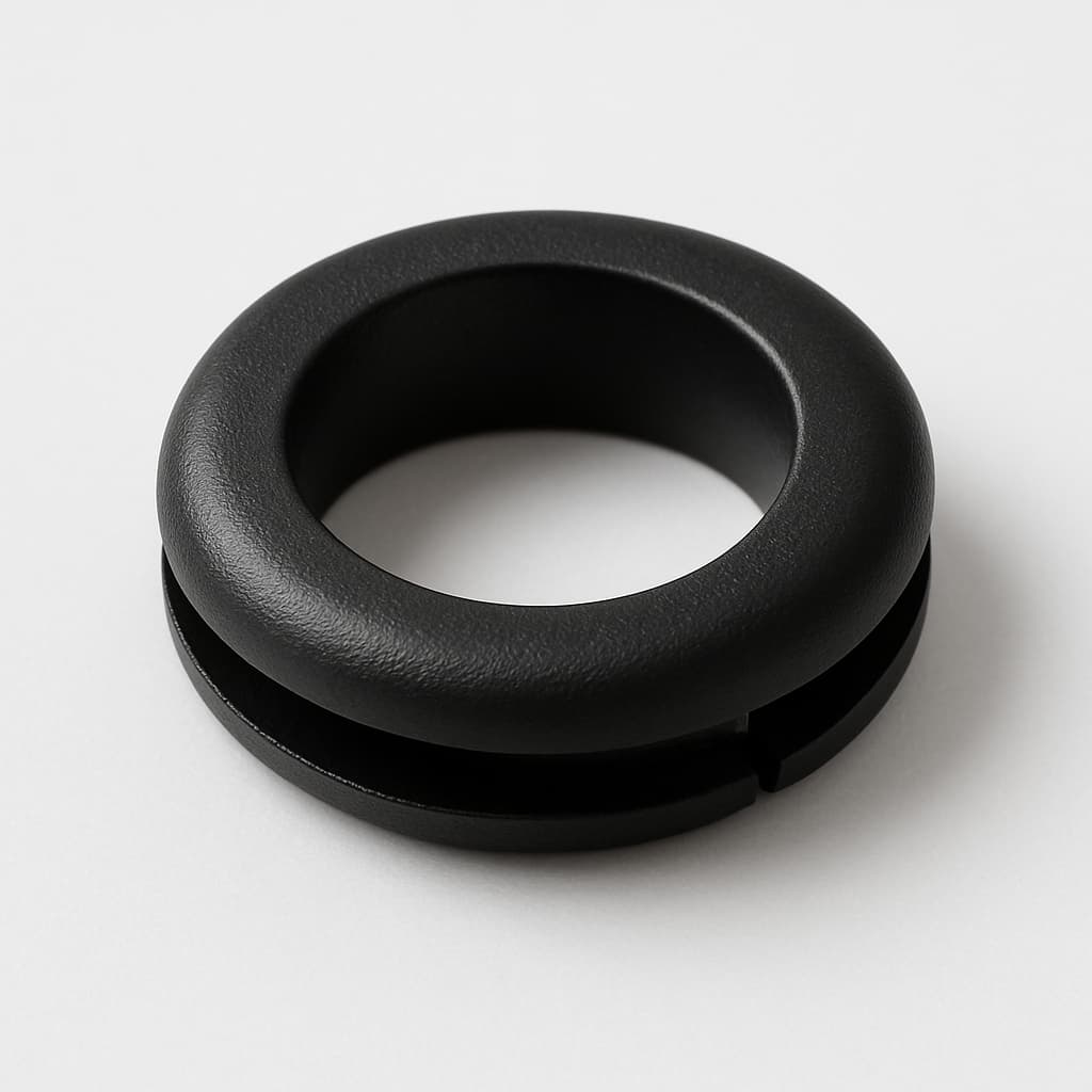 PVC Black Grommet, 18 mm Panel Hole — illustrative AI-generated image