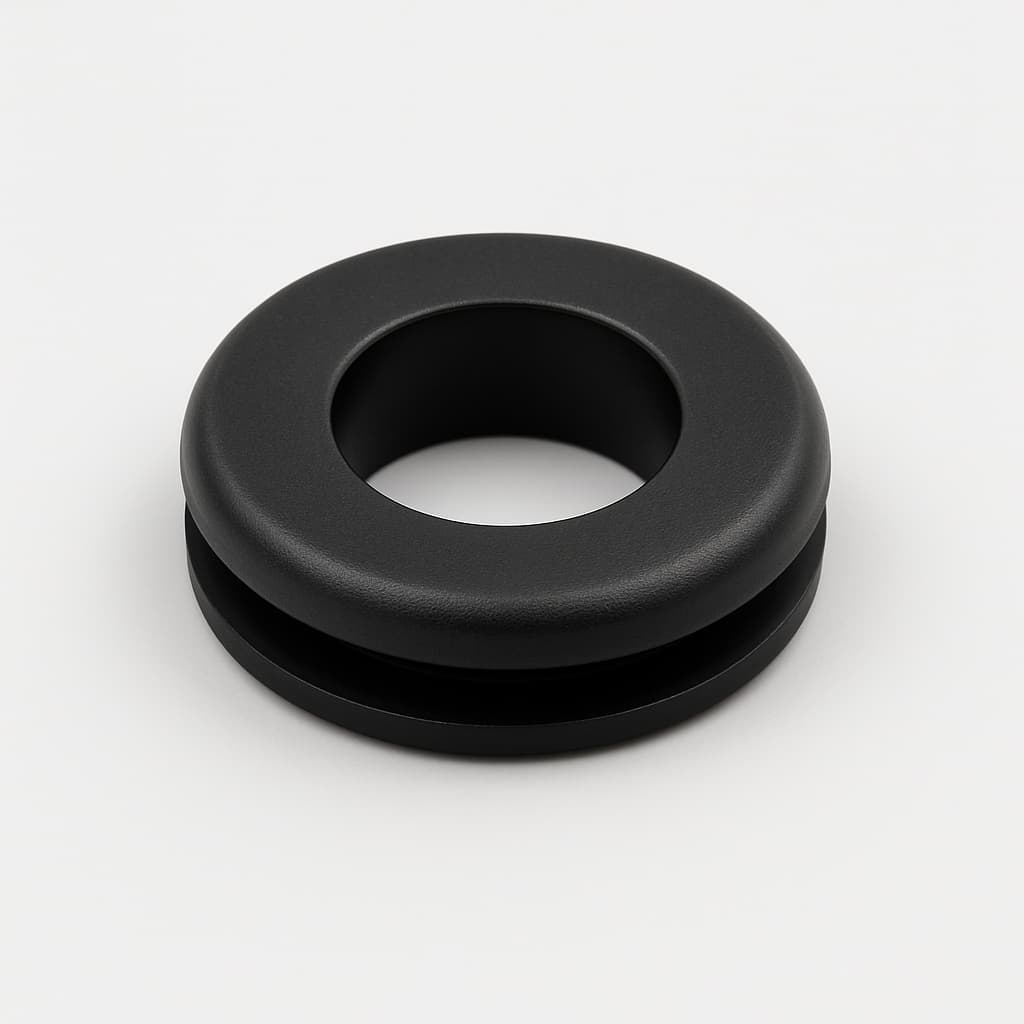 PVC Grommet, Black, 18 mm Panel Hole — illustrative AI-generated image