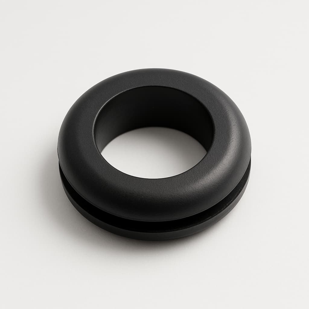 PVC Black Grommet, 18 mm Panel Hole — illustrative AI-generated image