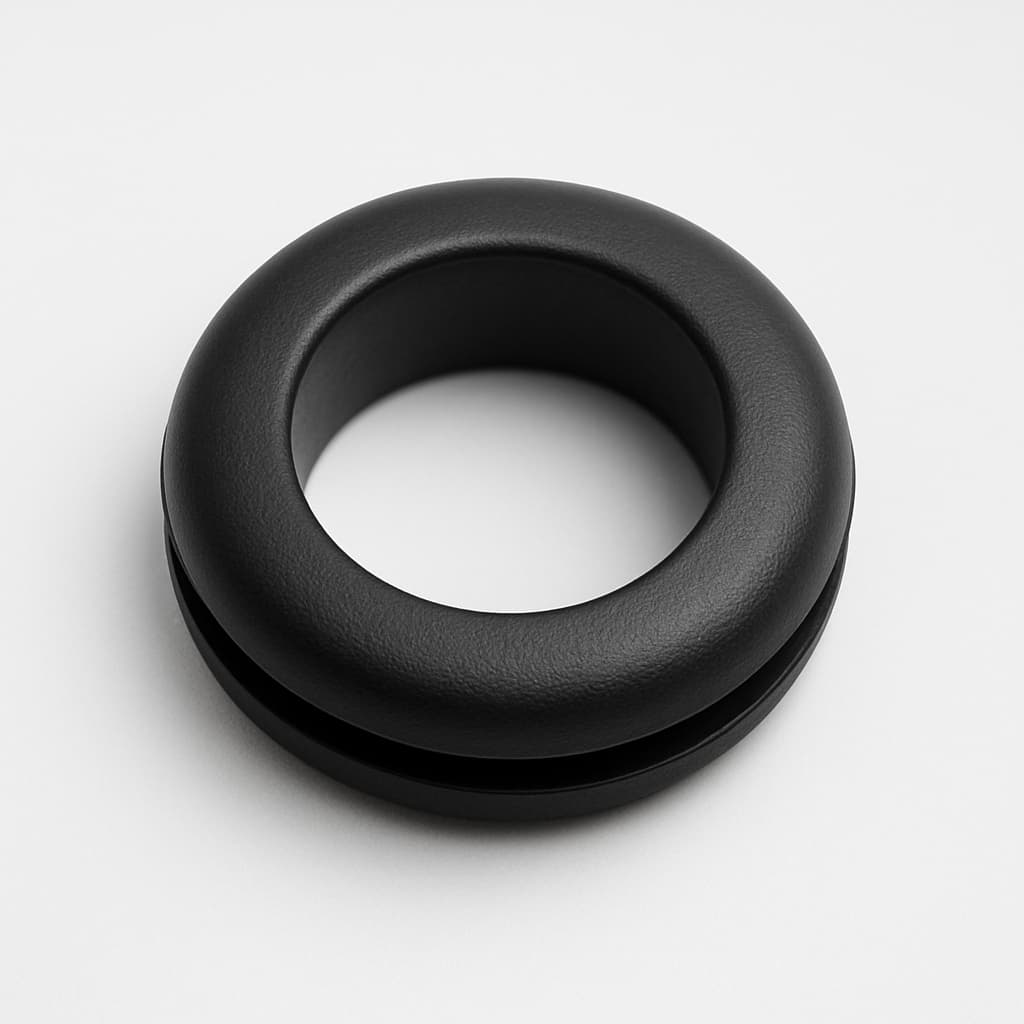 PVC Grommet, Black, 18 mm Panel Hole — illustrative AI-generated image
