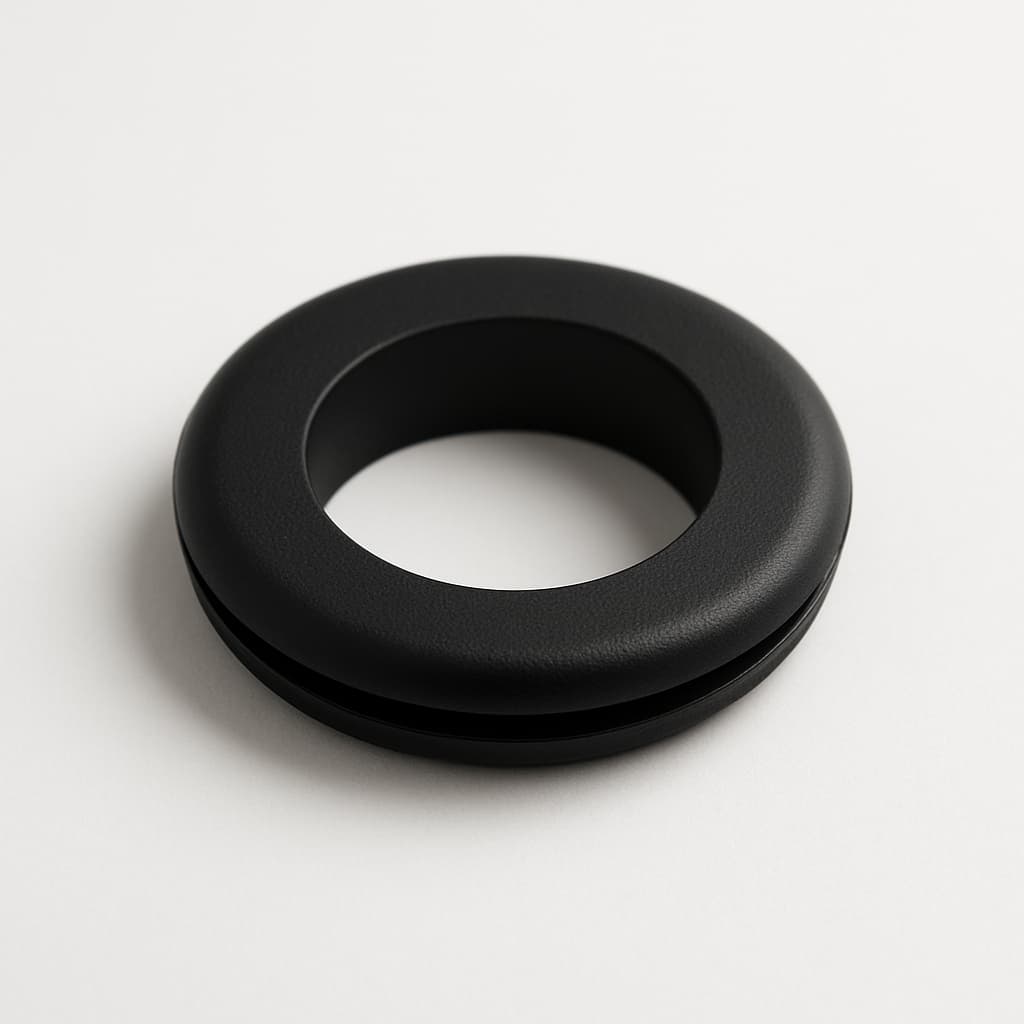 PVC Grommet, Black, 18 mm Panel Hole — illustrative AI-generated image
