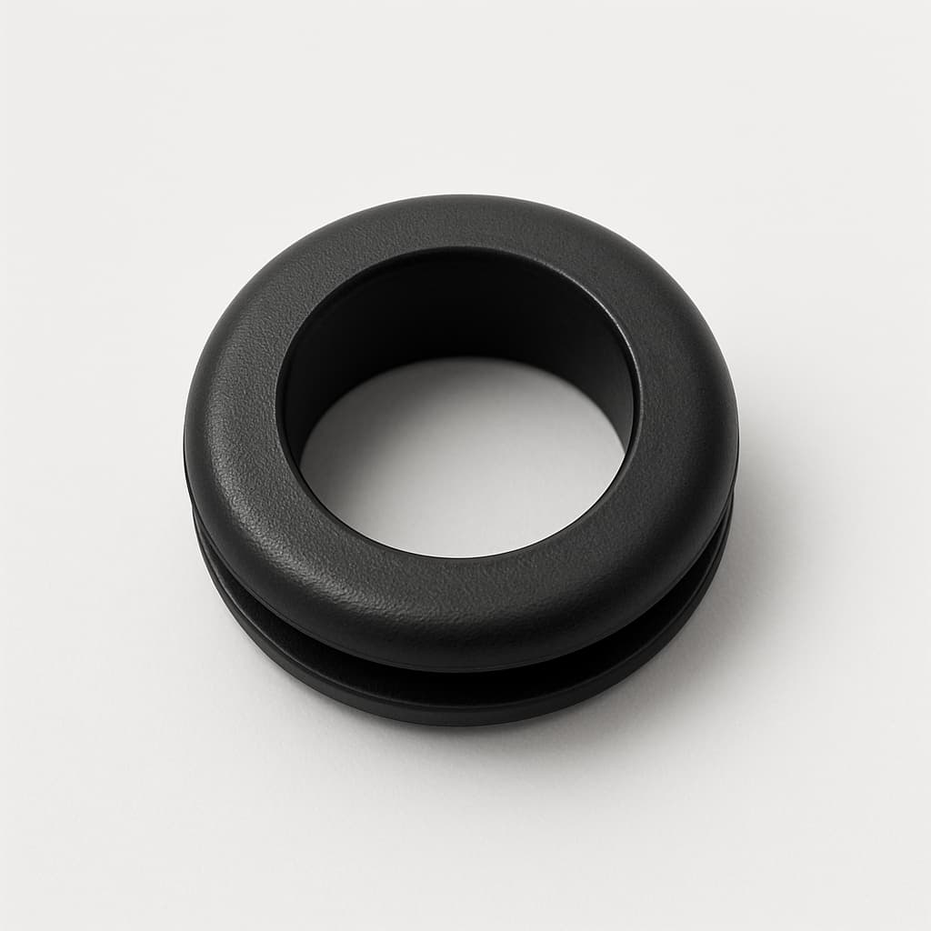PVC Grommet, Black, 18 mm Panel Hole, 16 mm Cable Diameter — illustrative AI-generated image