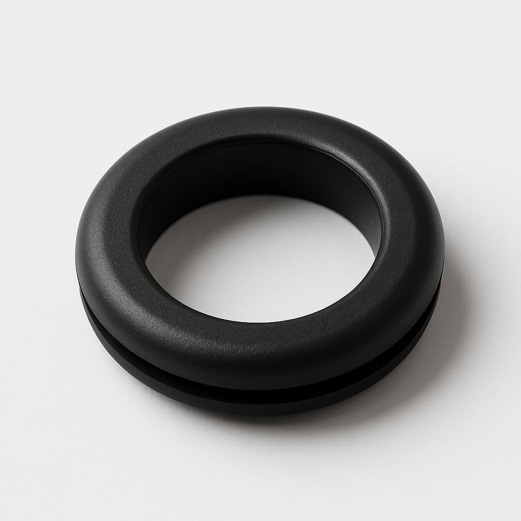 Black PVC Grommet, 23 mm Panel Hole — illustrative AI-generated image
