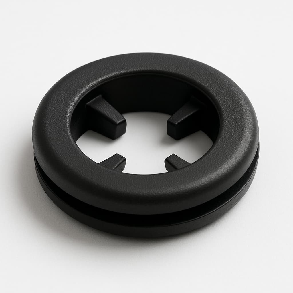 PVC Grommet, Black, 26 mm Panel Hole, 22 mm Cable — illustrative AI-generated image