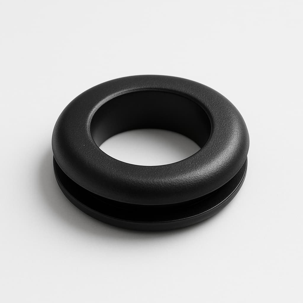 PVC Black Grommet, 11 mm Panel Hole — illustrative AI-generated image