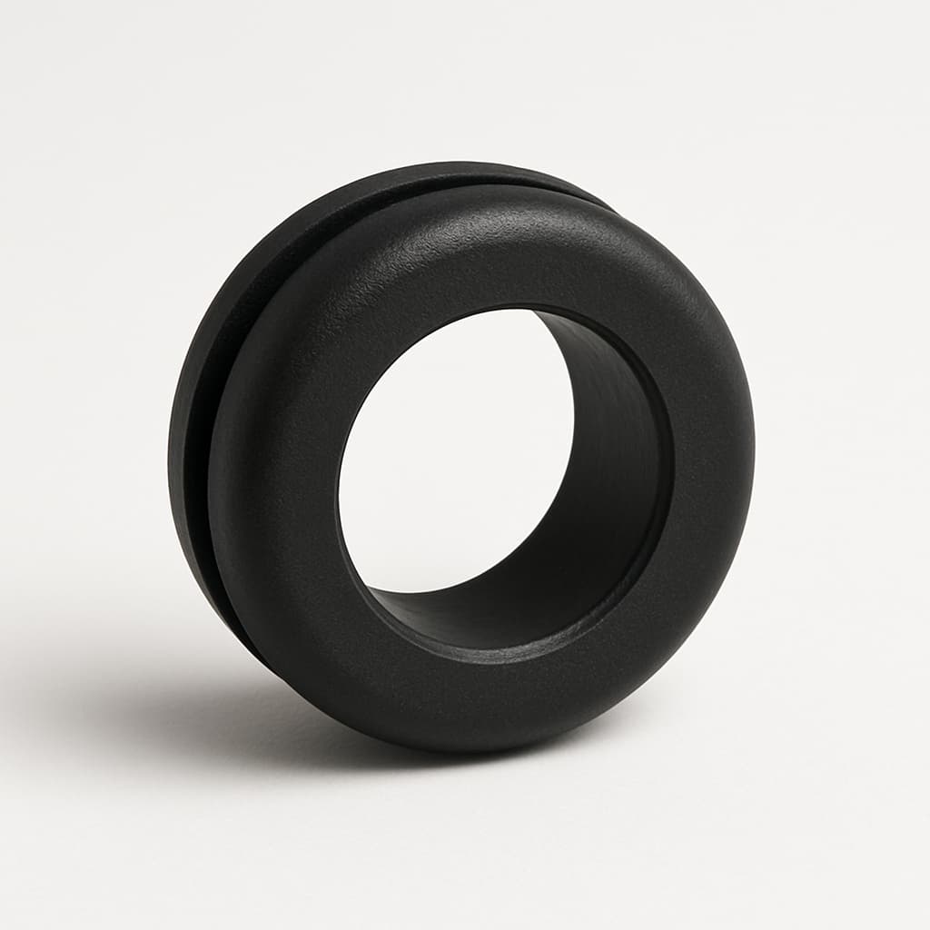 PVC Black Grommet, 11.5 mm Panel Hole — illustrative AI-generated image