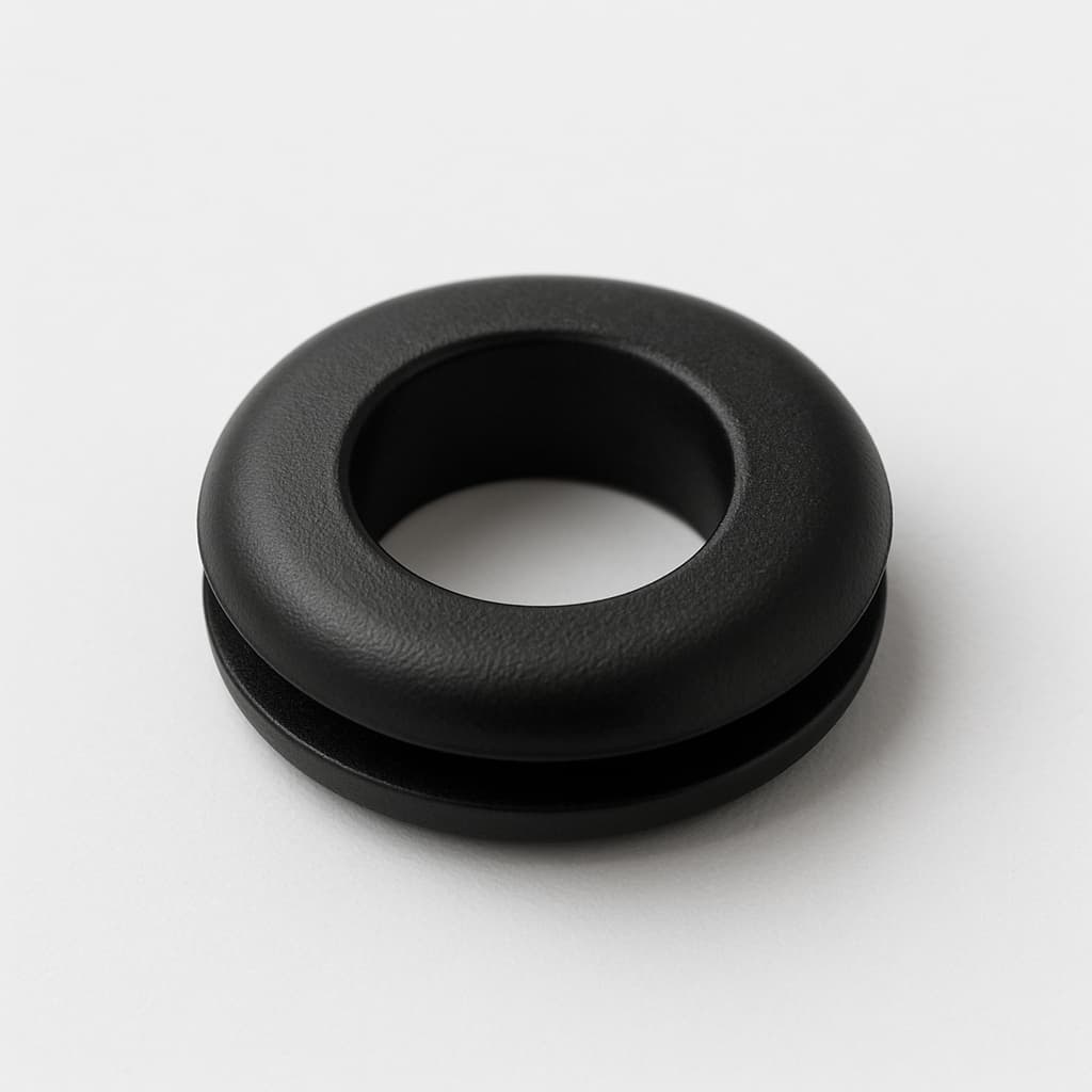 Black PVC Grommet, 11.5 mm Panel Hole — illustrative AI-generated image