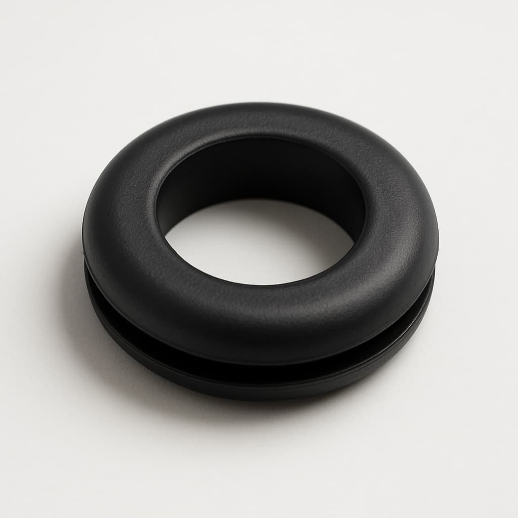PVC Black Grommet, 13.5 mm Panel Hole — illustrative AI-generated image