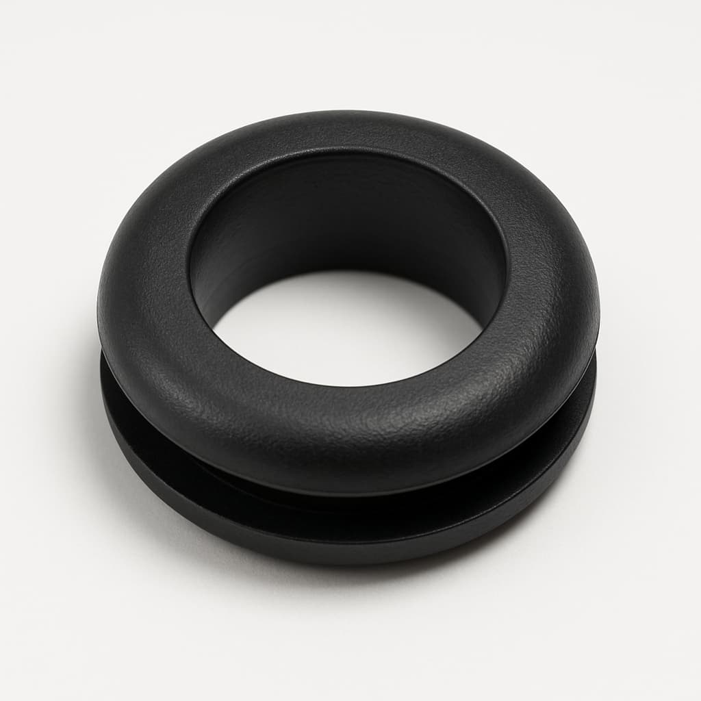 PVC Black Grommet, 13.5 mm Panel Hole — illustrative AI-generated image