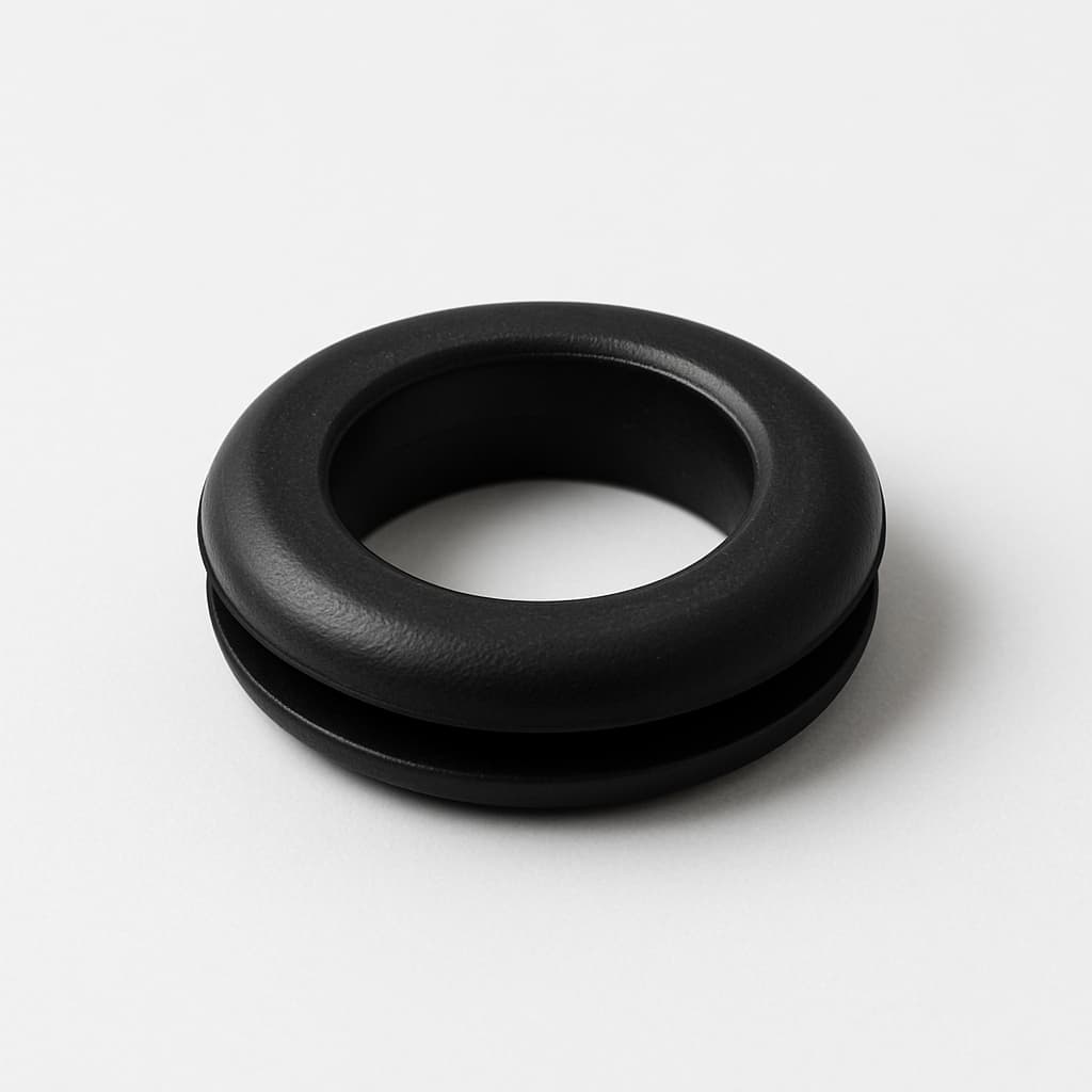 Black PVC Grommet, 13.5 mm Panel Hole — illustrative AI-generated image