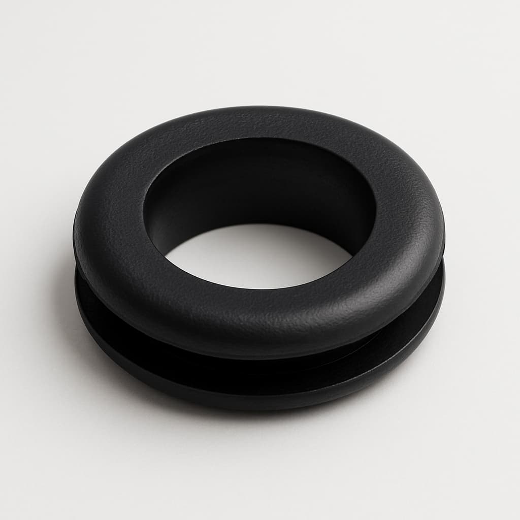 Black PVC Grommet, 13.5 mm Panel Hole — illustrative AI-generated image